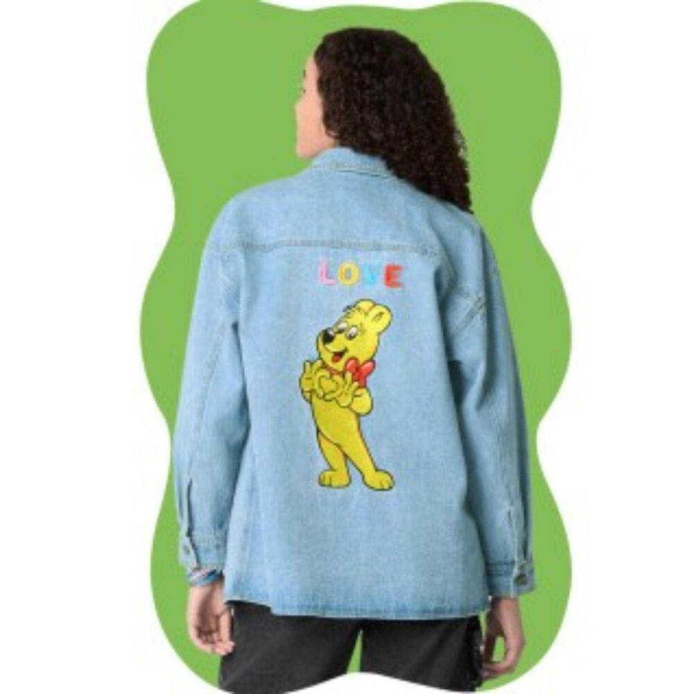 JCPenney x HARIBO Denim Embroidered Bear Shirt Jacket Blue [2XL]